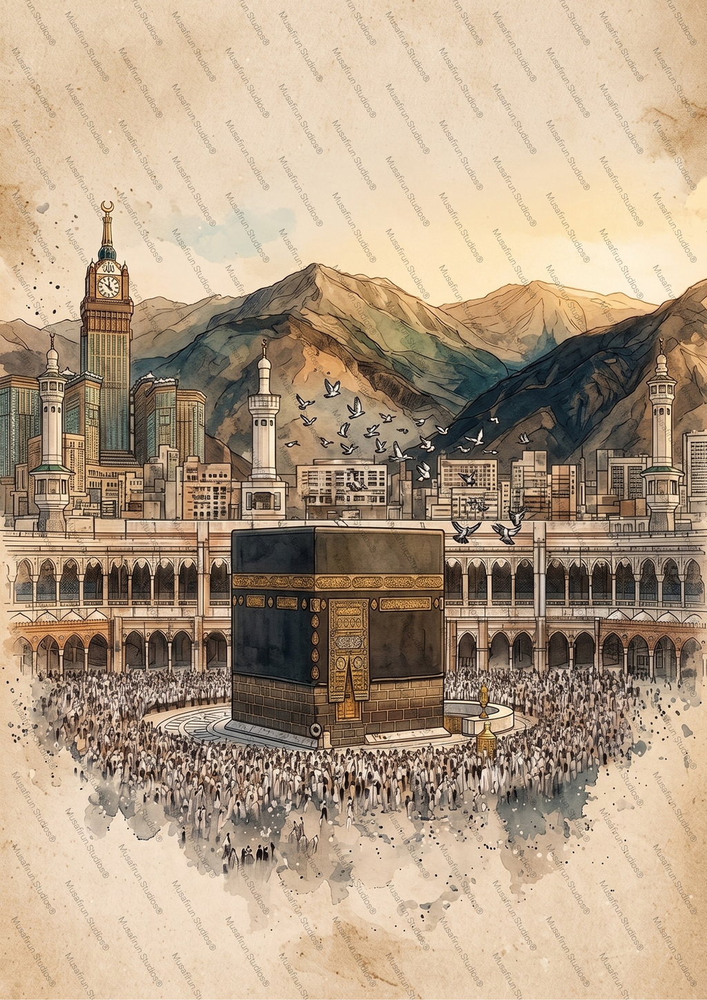 Heart of the Traveller  – Vintage Makkah Print